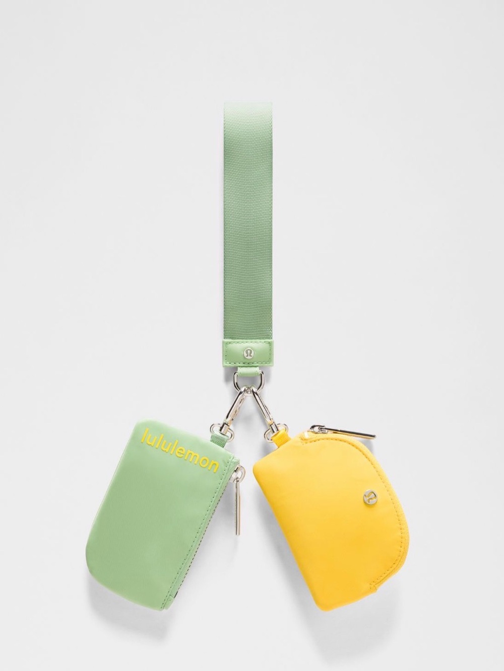 lululemon Dual Pouch Wristlet (NWT) Kale Krush/Lemon Lush/Silver